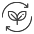 Icon representing energy efficiency with an arrow looping back on itself, suggesting recycling or sustainability.