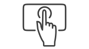 Icon depicting a hand touching a SMART Board, representing the opportunity to see the best of SMART in action in real-time.