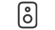 Icon representing sound emission for audio output.
