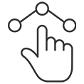 Icon depicting interactivity, such as touch or user input.